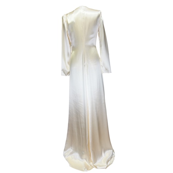 Reformation Delphi Ivory Silk Satin Twist Front High Slit Maxi Wedding Gown NWT - Picture 4 of 10